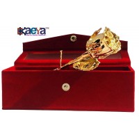 OkaeYa Valentine Gift Gold Dipped Natural Rose 18 Cm With Beautiful Red Velvet Box - Gift For Loves Ones, Valentine Gift, Mother's Day, Anniversary Gift, Birthday Gift